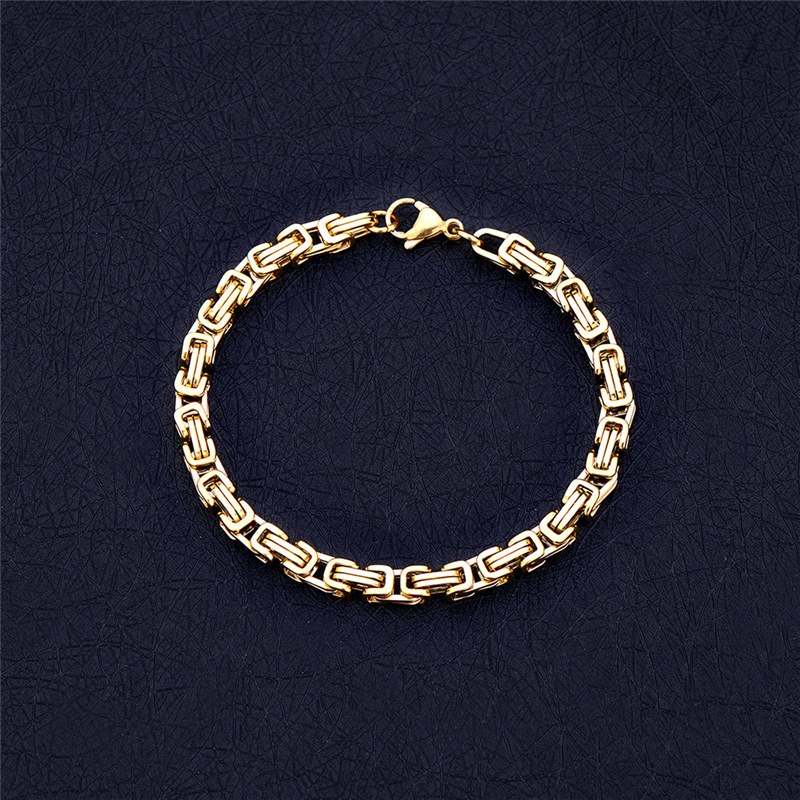 5mm 316L Stainless Steel Golden Plated Imperial Chain Bracelet